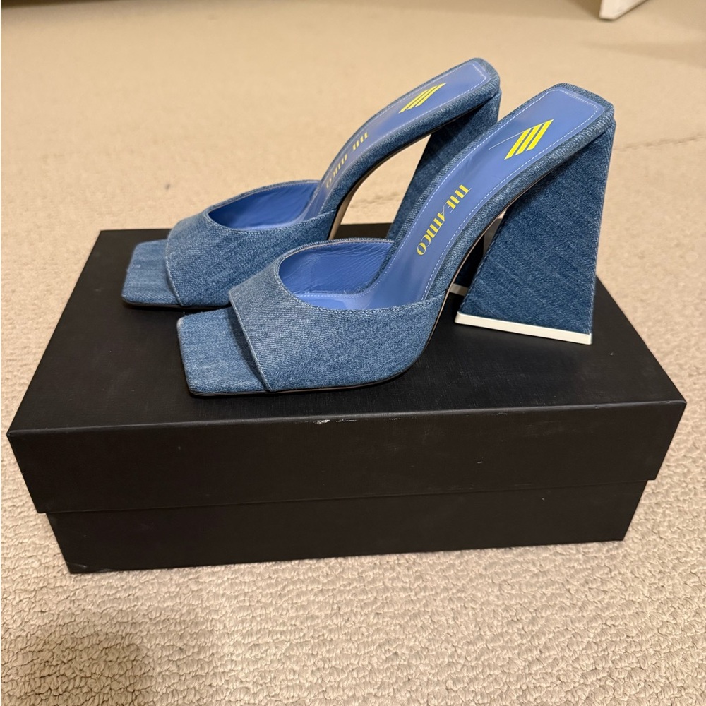 The Attico Blue Denim Devon Heels